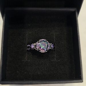 18K Black Gold Mystic Topaz Ring NEW!